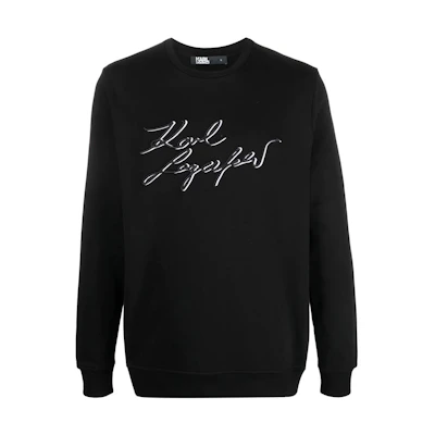 Karl Lagerfeld Black Crewneck Sweatshirt with Logo Print 705079524950-990