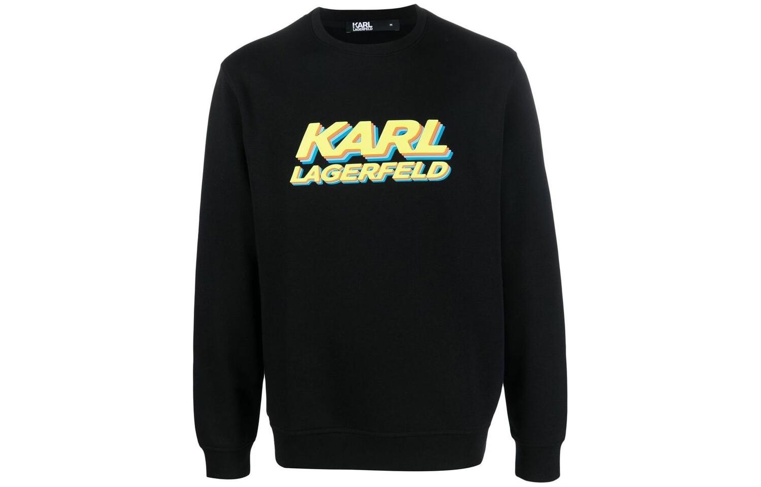 Karl Lagerfeld Black Crewneck Sweatshirt with Logo Print 705080523910990