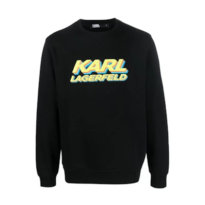 Karl Lagerfeld Black Crewneck Sweatshirt with Logo Print 705080523910990