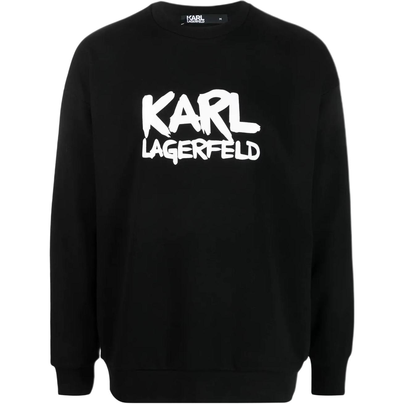 Karl Lagerfeld Black Crewneck Sweatshirt with Logo Letter Print 705280531900990