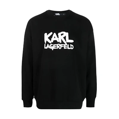 Karl Lagerfeld Black Crewneck Sweatshirt with Logo Letter Print 705280531900990