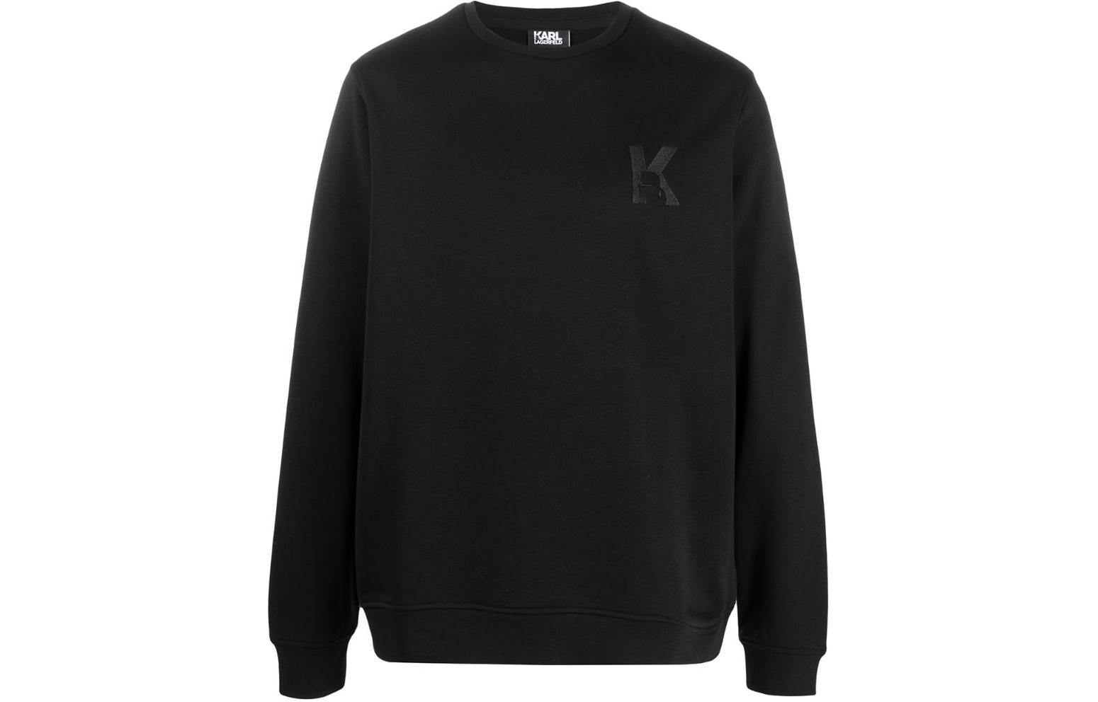 Karl Lagerfeld Black Crewneck Sweatshirt with Logo Embroidery for Men 705890500900-990