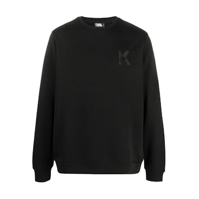 Karl Lagerfeld Black Crewneck Sweatshirt with Logo Embroidery for Men 705890500900-990