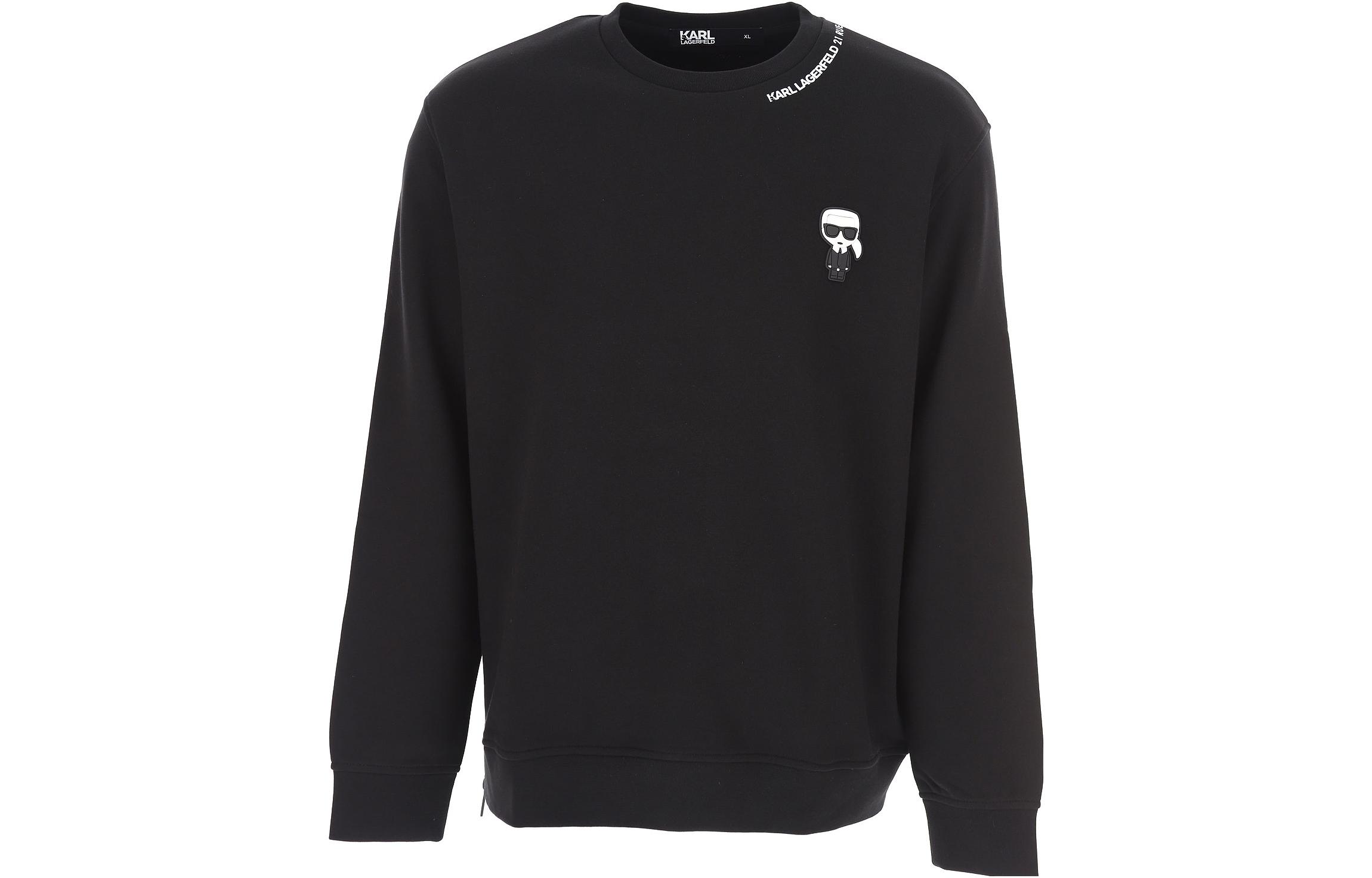 Karl Lagerfeld Black Crewneck Sweatshirt with Solid Letter Print 705044-524910-990