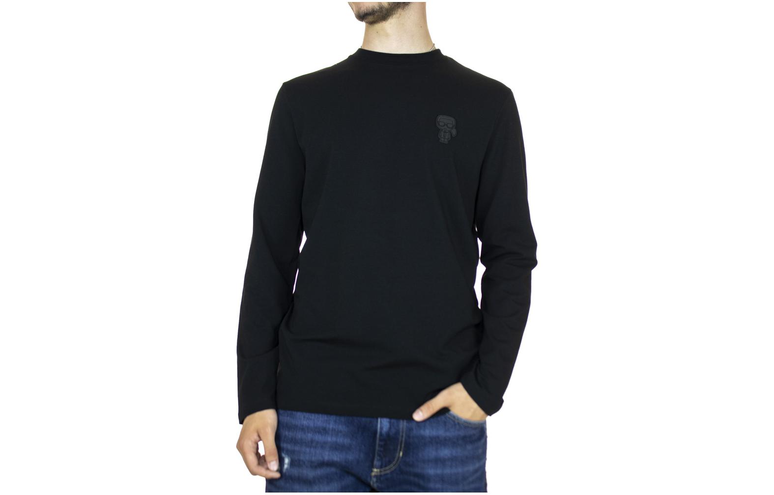 Karl Lagerfeld Black Embroidered Crewneck Long-Sleeve Sweatshirt 755404523221