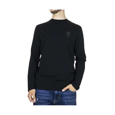 Karl Lagerfeld Black Embroidered Crewneck Long-Sleeve Sweatshirt 755404523221