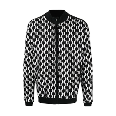 Karl Lagerfeld Black Full-Print Zip Jacket for Outdoor Casual Wear 705076