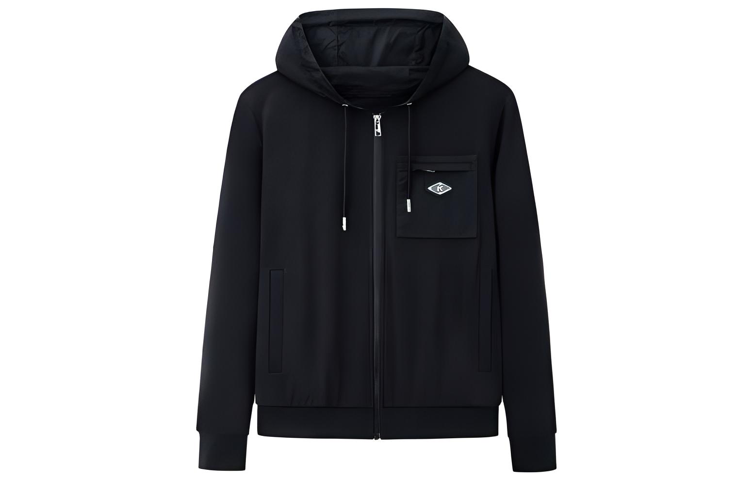 Karl Lagerfeld Black Hooded Zip Jacket - Casual Street Outdoor Wear 1K1C10101030