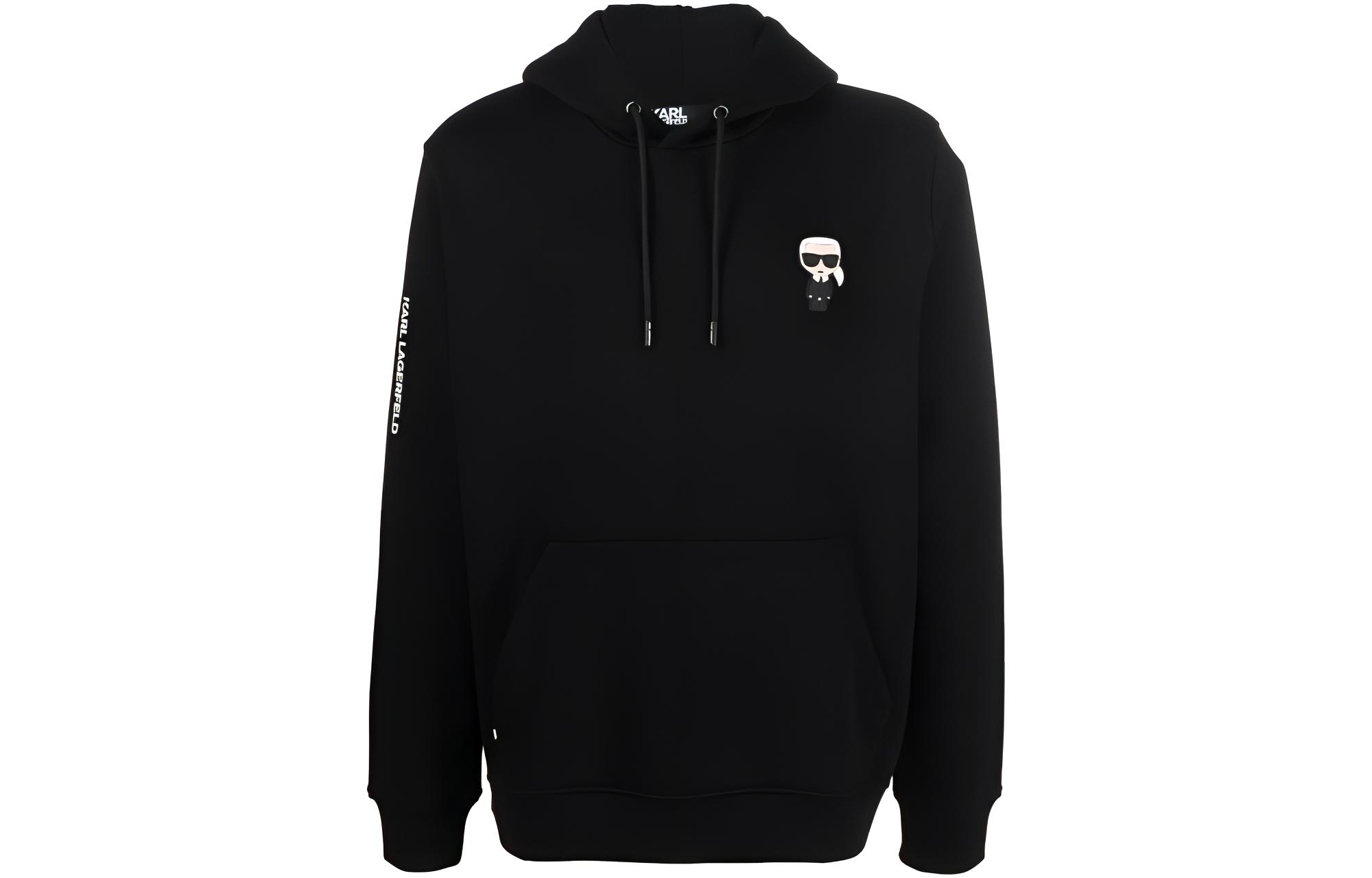 Karl Lagerfeld Black Hoodie with Appliqué Details Long Sleeve 705045524910990
