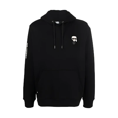 Karl Lagerfeld Black Hoodie with Appliqué Details Long Sleeve 705045524910990
