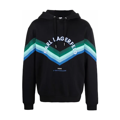 Karl Lagerfeld Black Hoodie with Colorblock Logo Print 215M1800999