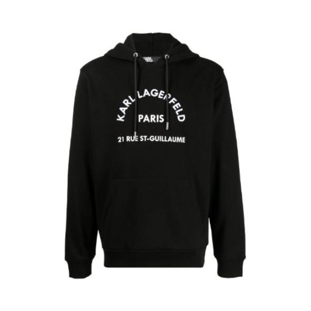 Karl Lagerfeld Black Hoodie with Drawstring and Logo Design 705026