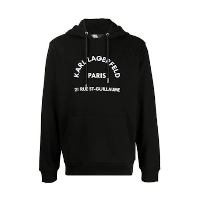 Karl Lagerfeld Black Hoodie with Drawstring and Logo Design 705026