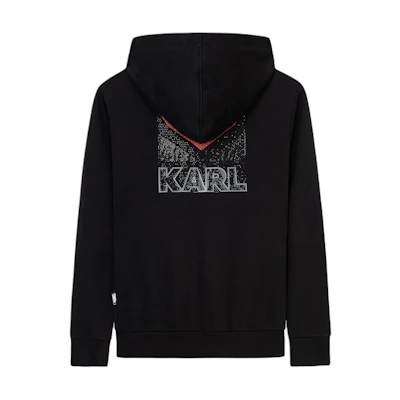 Karl Lagerfeld Black Hoodie with Drawstring and Zipper Casual Design 1K1960603054