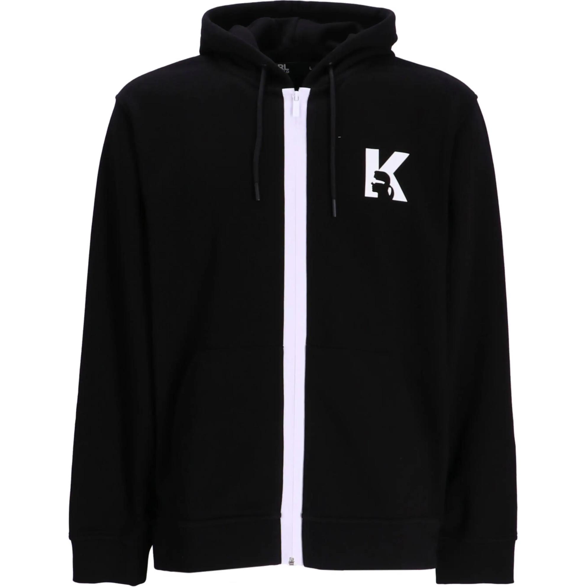 Karl Lagerfeld Black Hoodie with Letter Logo Print 705072541900-990