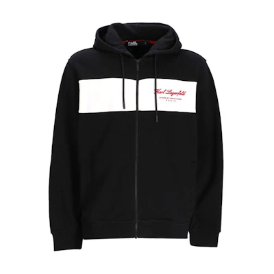 Karl Lagerfeld Black Hoodie with Logo Embroidery and Colorblock Design 705428534910990