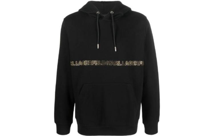 Karl Lagerfeld Black Hoodie with Logo Print Casual Style 7050260524910