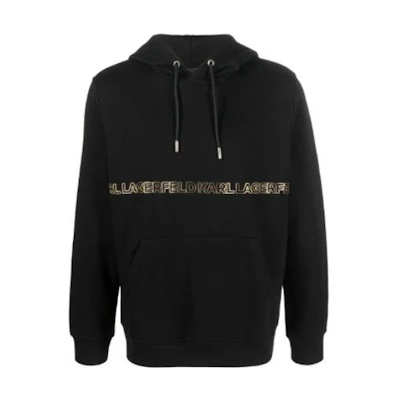 Karl Lagerfeld Black Hoodie with Logo Print Casual Style 7050260524910