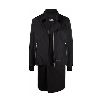 Karl Lagerfeld Black Layered Design Casual Jacket for Street & Travel Style KL210180990990