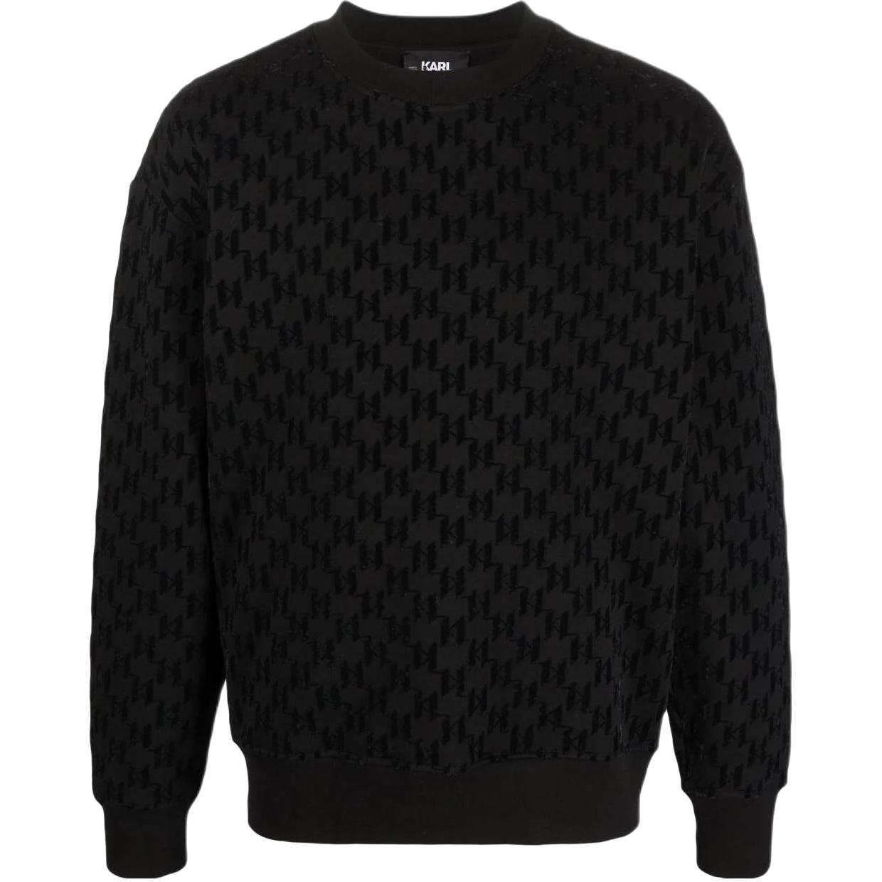 Karl Lagerfeld Black Letter Flocked Casual Sweatshirt 216M1883999