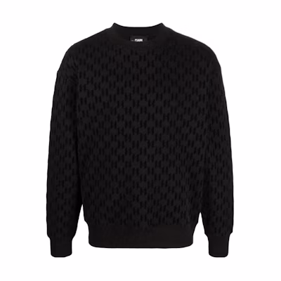 Karl Lagerfeld Black Letter Flocked Casual Sweatshirt 216M1883999