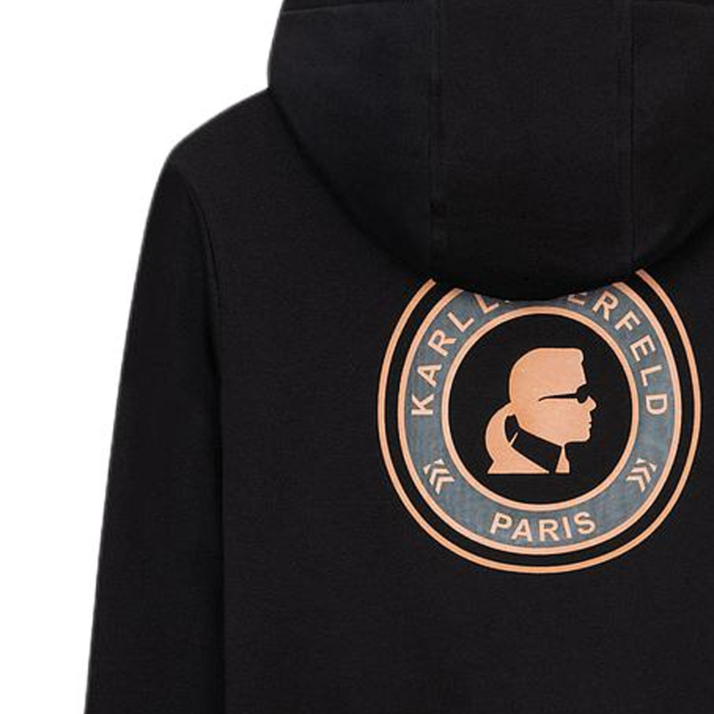 Cheap 卡尔拉格斐黑色字母标志连帽衫套头卫衣 1K1960603060