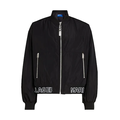 Karl Lagerfeld Black Letter Logo Zip-Up Jacket SS23 Urban Streetwear Style 235D1501101
