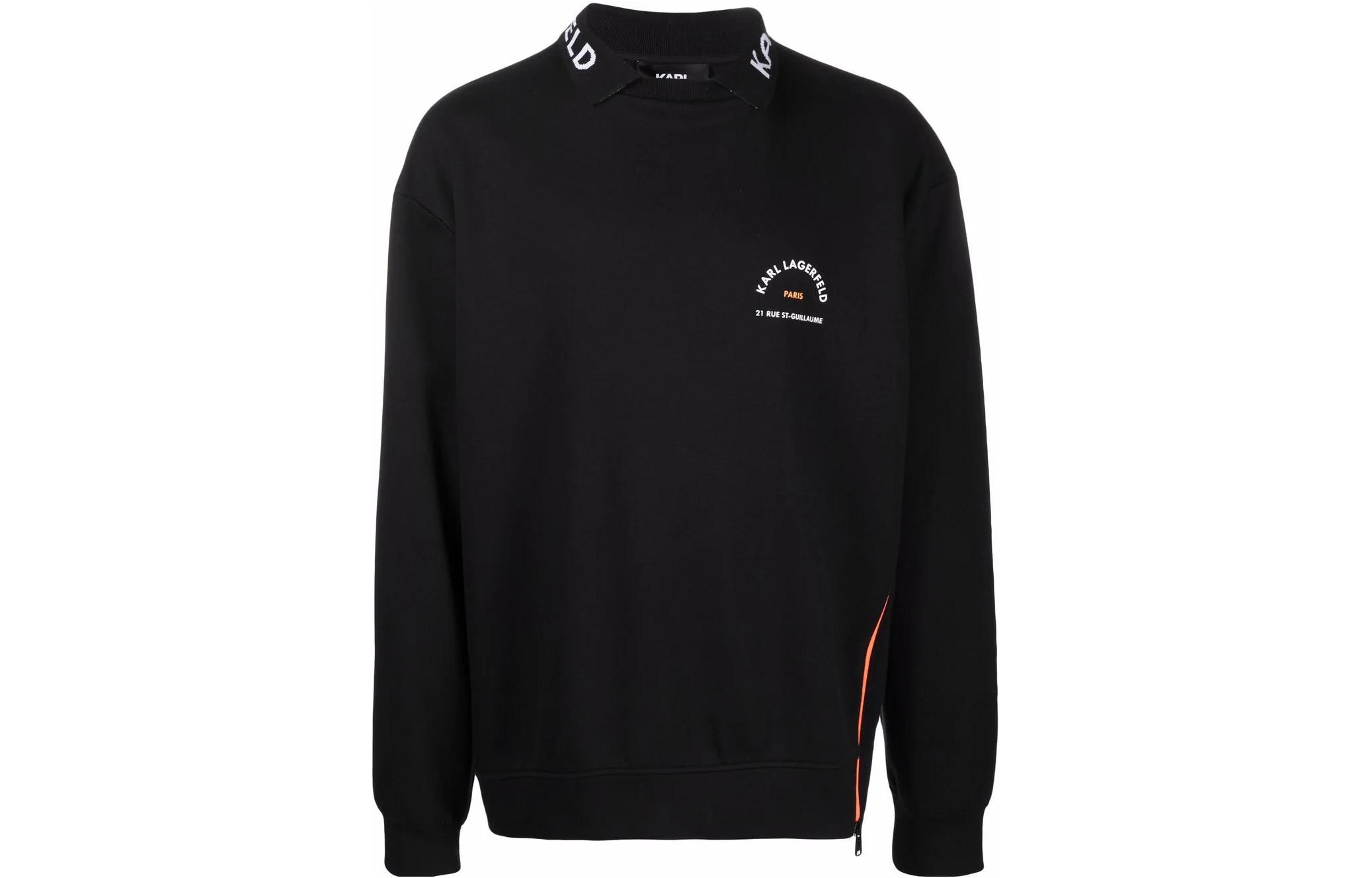 Karl Lagerfeld Black Letter Print Collar Casual Sweatshirt 220M1811999999