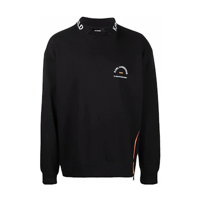 Karl Lagerfeld Black Letter Print Collar Casual Sweatshirt 220M1811999999