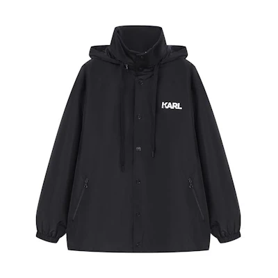 Karl Lagerfeld Black Letter Print Hooded Jacket Unisex Casual Streetwear 1K1D50101860001