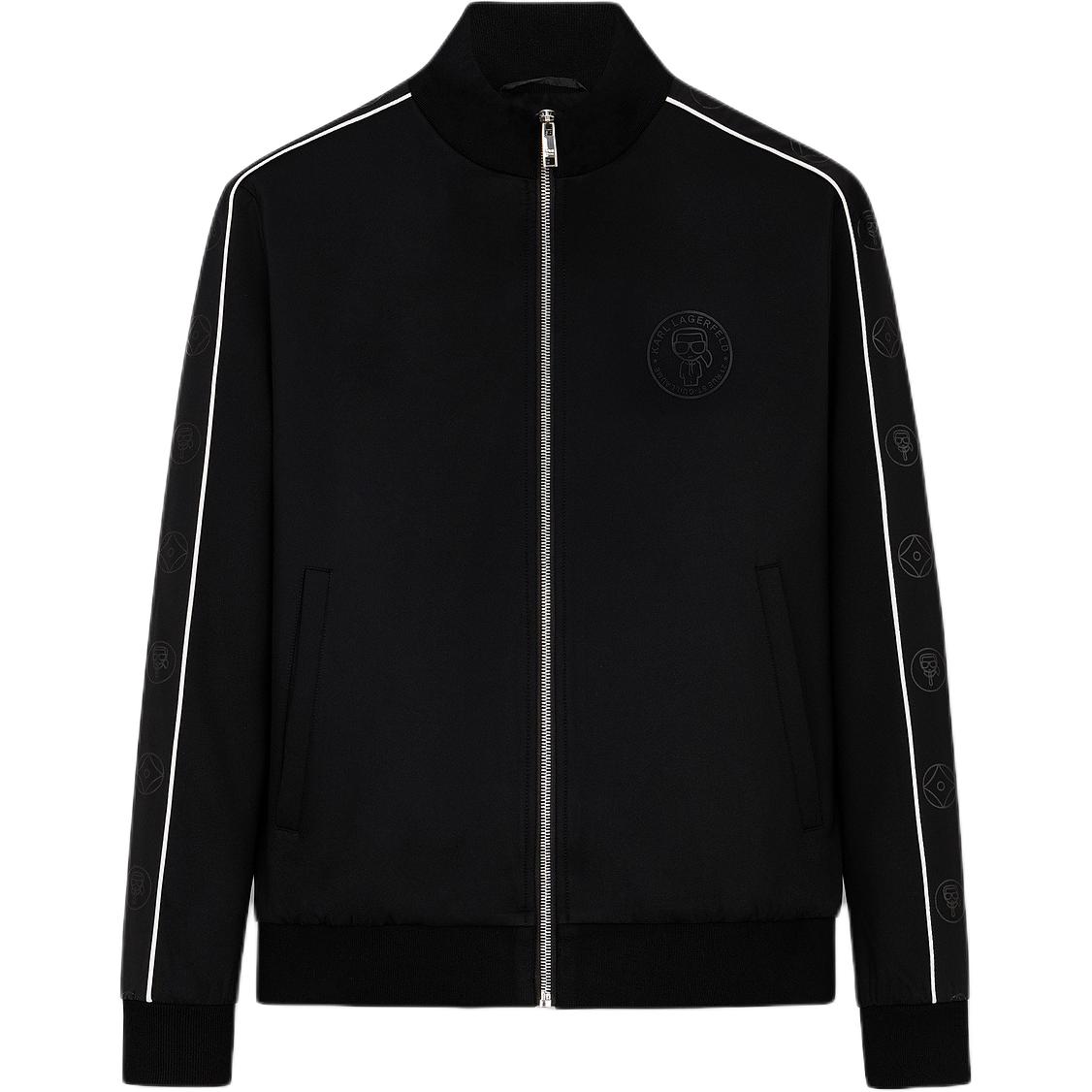Karl Lagerfeld Black Logo Embroidered Stand Collar Zip Jacket 1K1B50101539