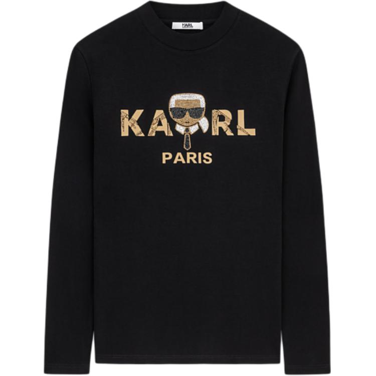Karl Lagerfeld Black Logo Letter Print Long-Sleeve Crewneck Sweatshirt 1K1B50601007-BLACK