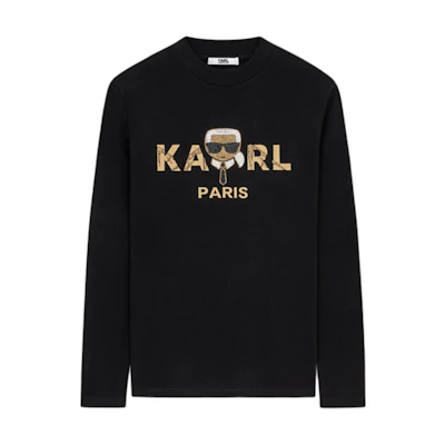 Karl Lagerfeld Black Logo Letter Print Long-Sleeve Crewneck Sweatshirt 1K1B50601007-BLACK