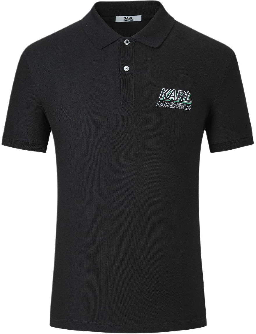 karl-lagerfeld-black-logo-print-button-up-polo-shirt-business-casual-231-n1710-black