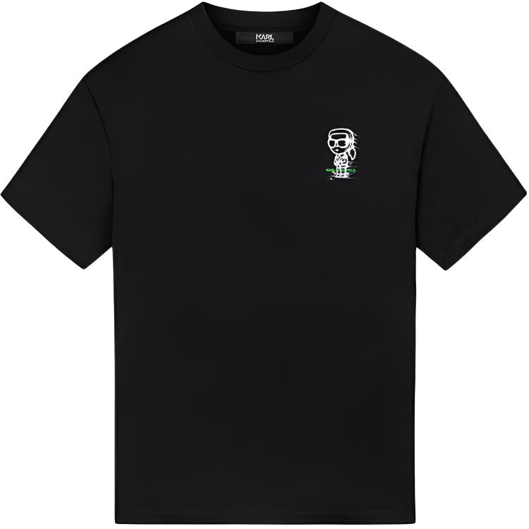 KARL LAGERFELD Black Logo Print Crewneck Casual T-Shirt 241N1736-BLACK