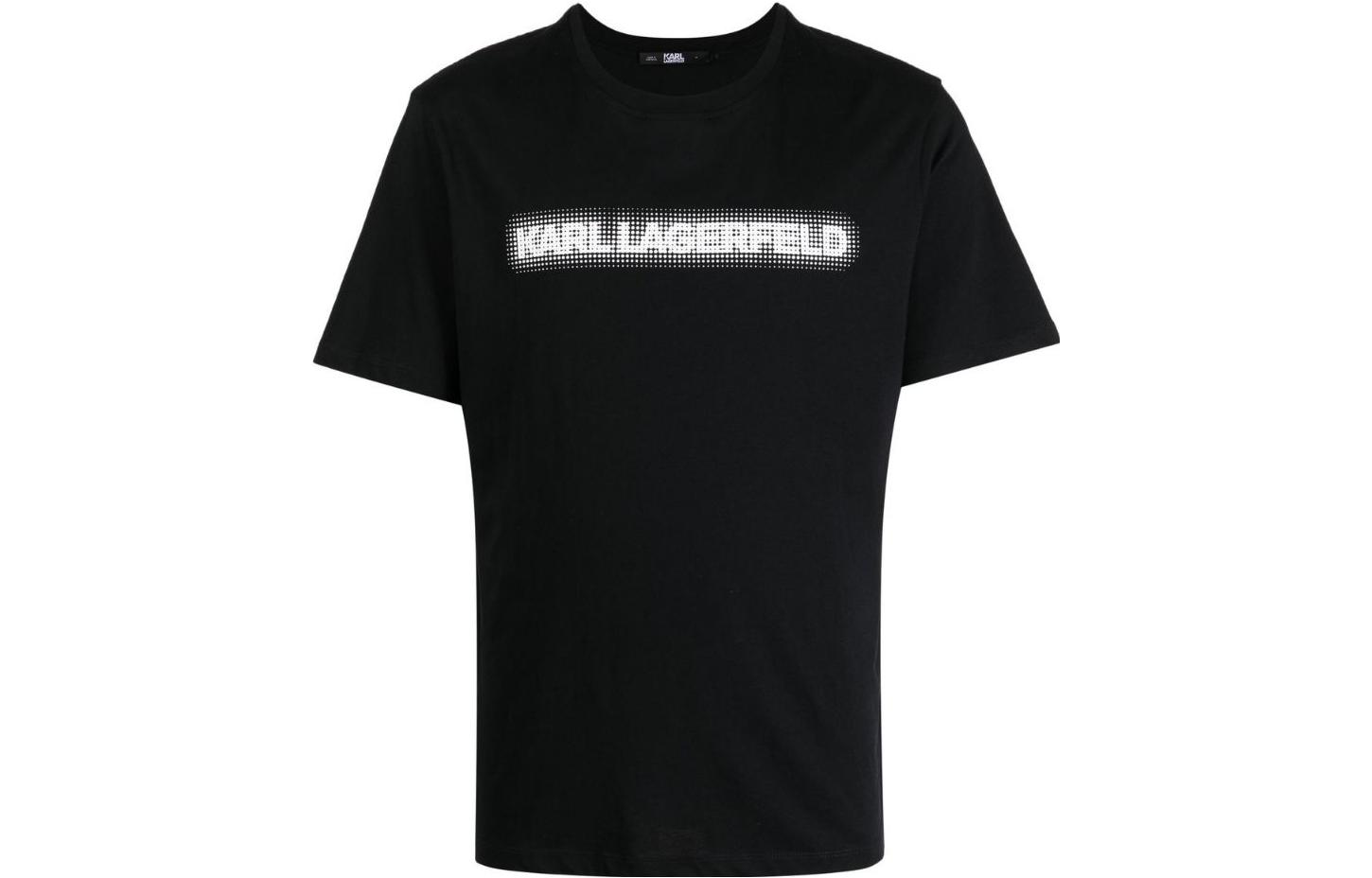Karl Lagerfeld Black Logo Print Crewneck Short Sleeve T-Shirt 230M1782999