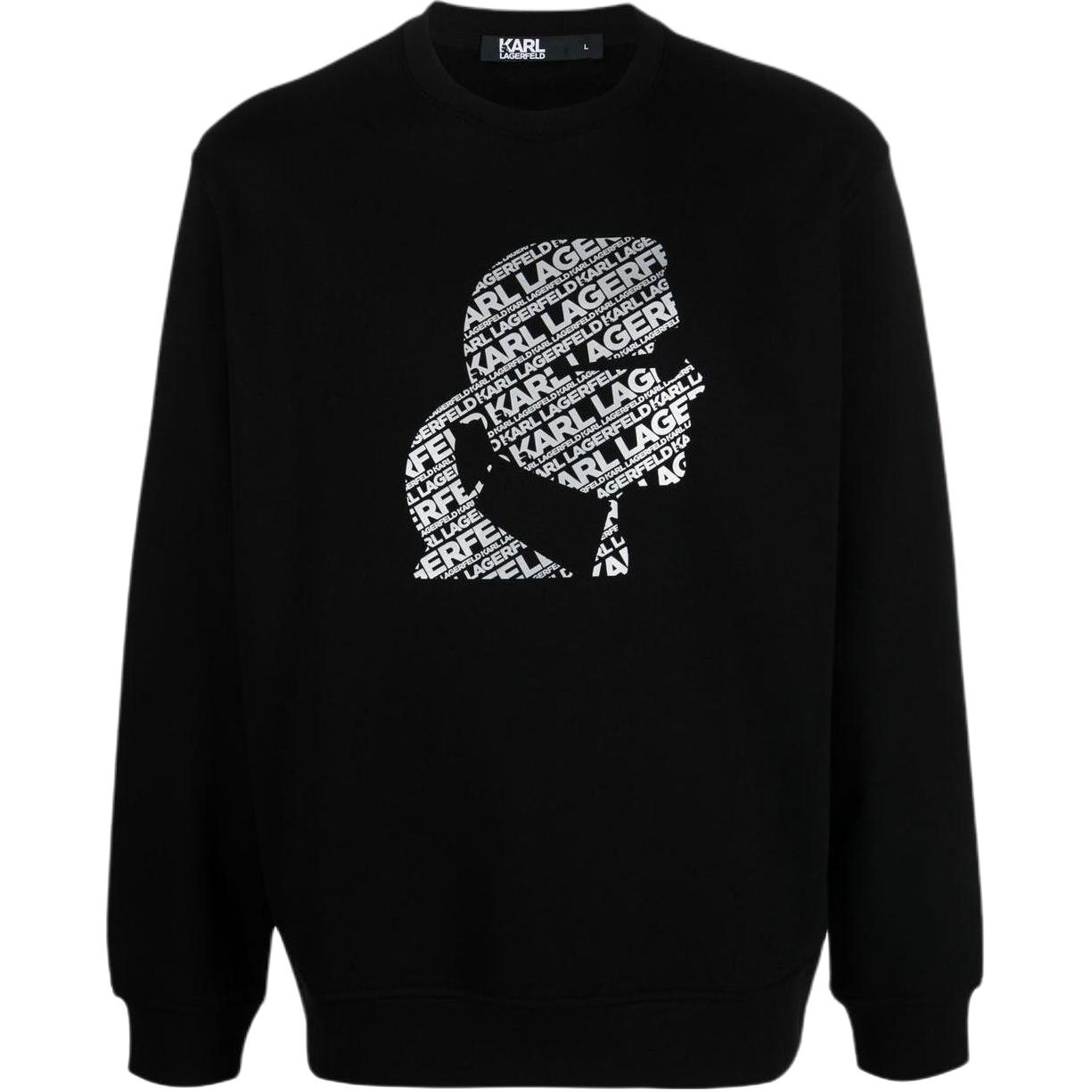 Karl Lagerfeld Black Logo Print Crewneck Sweatshirt 705028524910-910