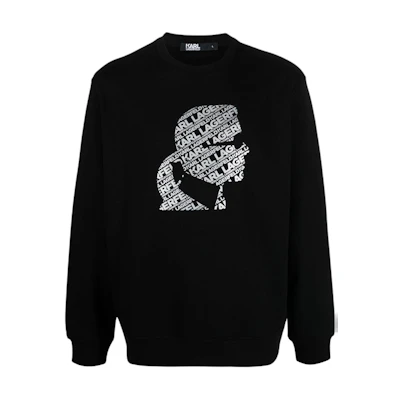 Karl Lagerfeld Black Logo Print Crewneck Sweatshirt 705028524910-910