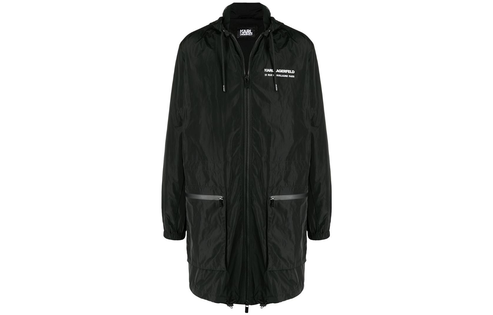 Karl Lagerfeld Black Logo Print Hoodie Jacket Casual Streetwear KL210011990990