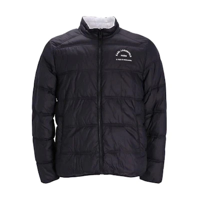 Karl Lagerfeld Black Logo Print Stand Collar Jacket for Outdoor & Commuting 505400531591991