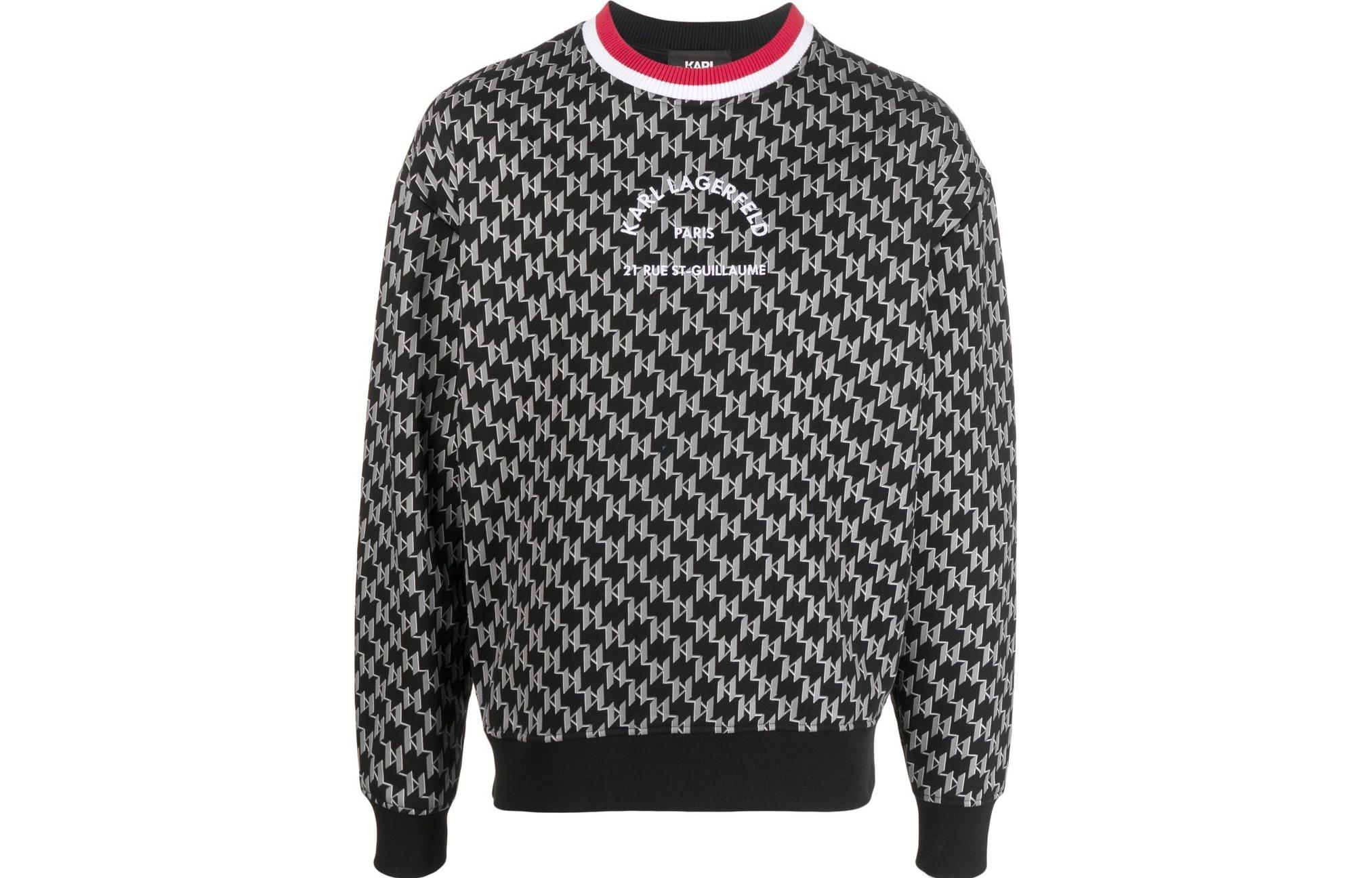 Karl Lagerfeld Black Long-Sleeve Sweatshirt with Logo Print 225M1889996