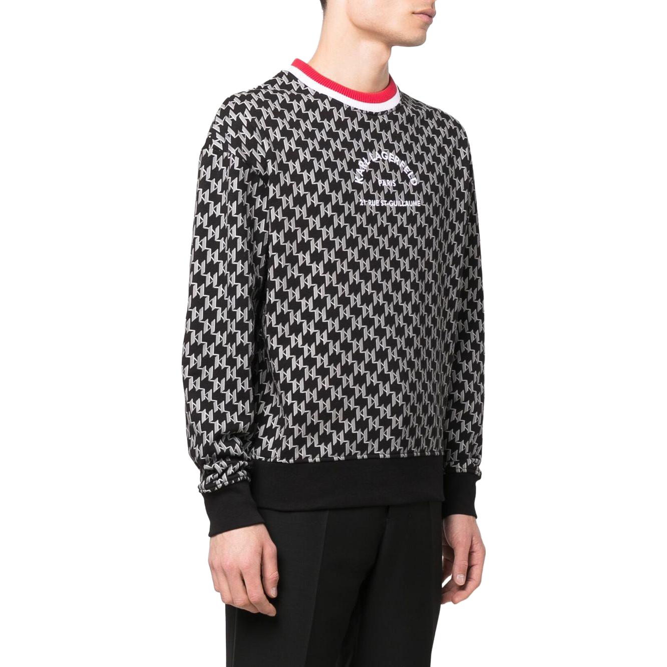 Lookbook 卡尔拉格斐黑色长袖Logo印花卫衣 225M1889996