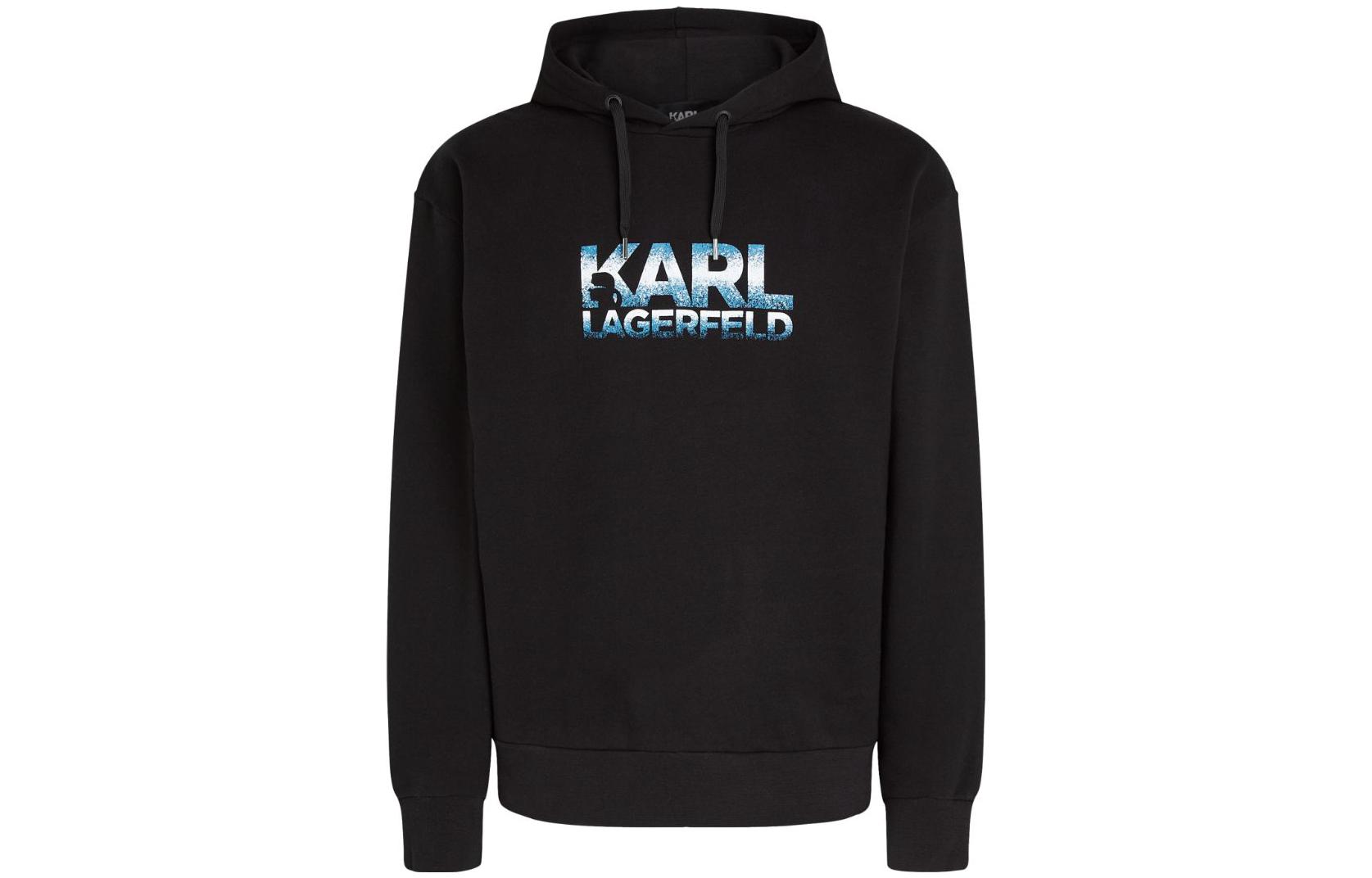 Karl Lagerfeld Black Long Sleeve Sweatshirt with Letter Print 23WM1821999