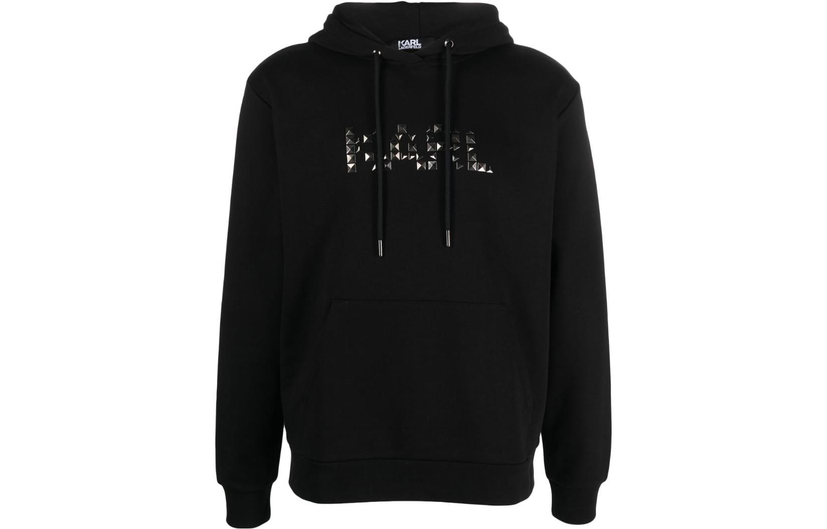 Karl Lagerfeld Black Long Sleeve Sweatshirt with Logo Stud Detail 705068534940
