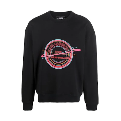 Karl Lagerfeld Black Loose-Fit Letter Print Crewneck Sweatshirt 230M1811999