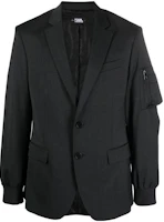 Karl Lagerfeld Black Minimalist Single-Breasted Jacket for Travel & Streetwear 226M1402259 Karl Lagerfeld Black Minimalist Single-Breasted Jacket for Travel & Streetwear 226M1402259