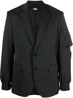 Karl Lagerfeld Black Minimalist Single-Breasted Jacket for Travel & Streetwear 226M1402259 Buy Karl Lagerfeld Black Minimalist Single-Breasted Jacket for Travel & Streetwear 226M1402259