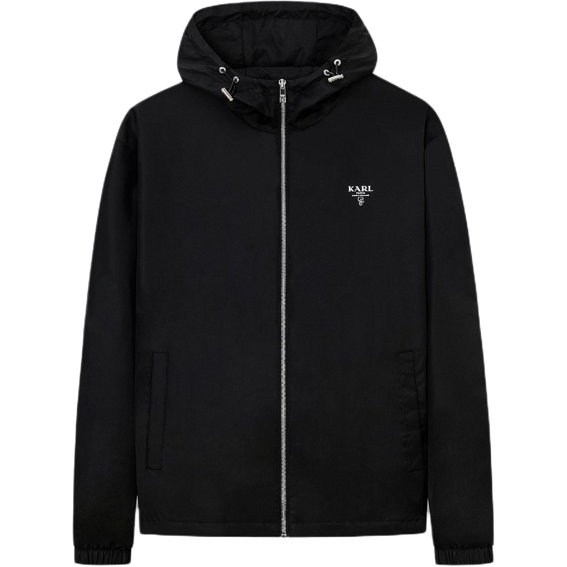 Karl Lagerfeld Black Outdoor Logo Graphic Hooded Jacket 236M1411