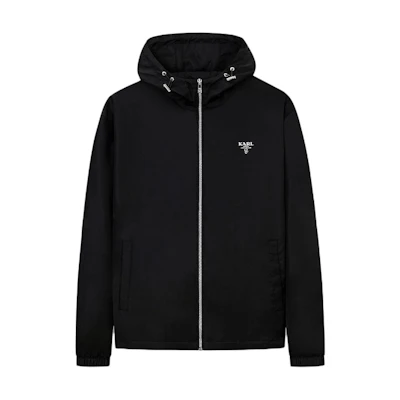 Karl Lagerfeld Black Outdoor Logo Graphic Hooded Jacket 236M1411