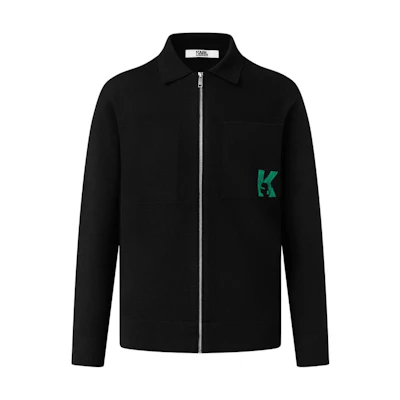Karl Lagerfeld Black Outdoor Logo Zip-Up Long-Sleeve Jacket 226N2006-BLACK